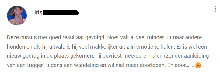 Iris - Noet valt al veel minder uit naar andere honden