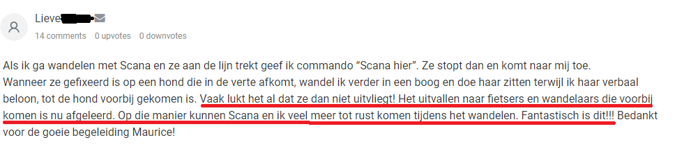 Lieve - Het uitvallen naar fietsers en wandelaars die voorbij komen is nu afgeleerd - underlined