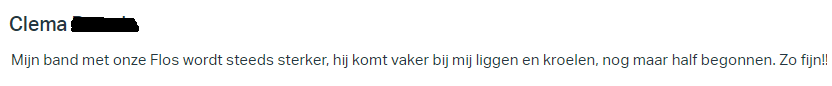 Clema - Mijn band met onze Flos wordt steeds sterker