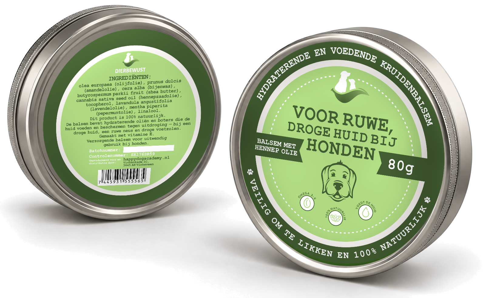 natuurlijke hondenbalsem voor- en achterkant