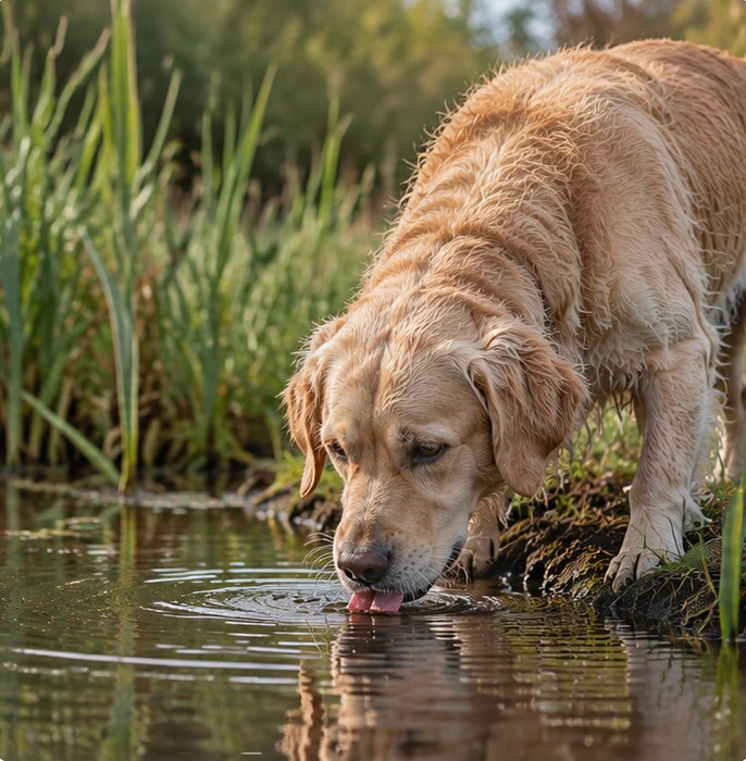 Hond bij de sloot